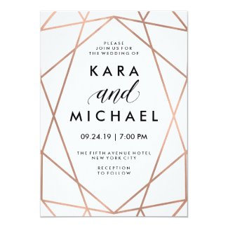 Minimalist Modern Faux Rose Gold on White Invitation