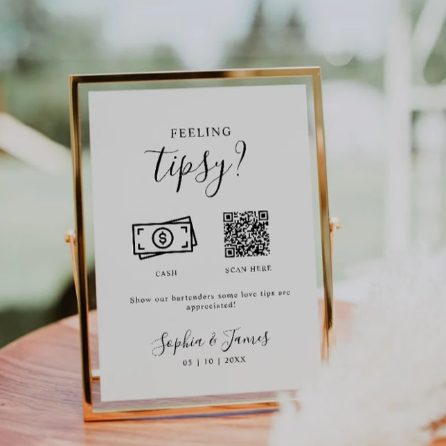 Minimalist Modern Feeling Tipsy Sign Tip Bartender (Minimalist Modern Feeling Tipsy Sign Tip Bartender)