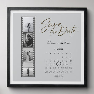 Minimalist Modern Film Script Photo Save the Date Peel And Stick Photo Tile