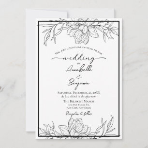Minimalist Modern Floral 2 Wedding Invitation