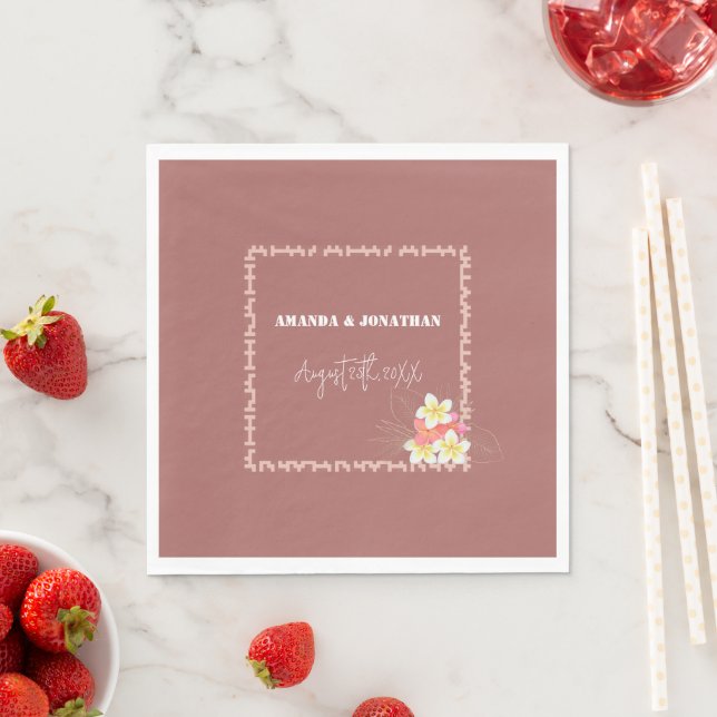 Minimalist Modern Floral Custom Wedding Napkins (Insitu)