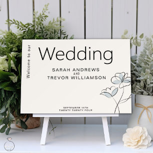 Minimalist Modern Floral Dusty Blue and Buff   Foam Board