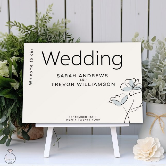 Minimalist Modern Floral Dusty Blue and Buff   Foam Board (Creator Uploaded)