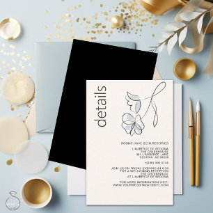 Minimalist Modern Floral Dusty Blue and Buff RSVP Card