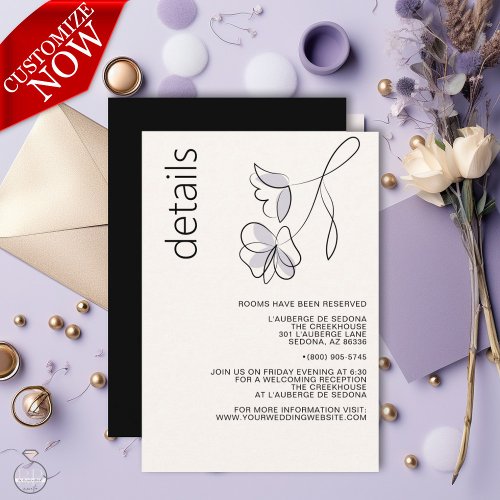 Minimalist Modern Floral Dusty Plum and Buff Enclosure Card