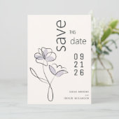 Minimalist Modern Floral Dusty Plum and Buff   Invitation (Standing Front)