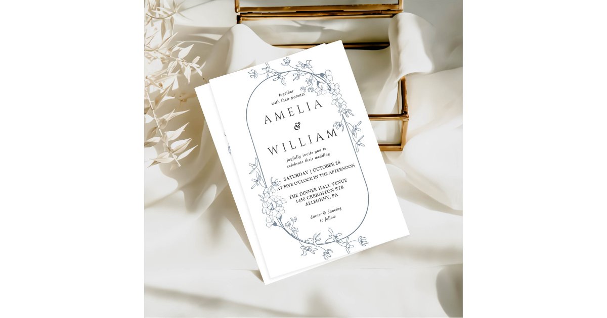 Minimalist Modern Floral Elegant Wedding Invitatio Invitation | Zazzle