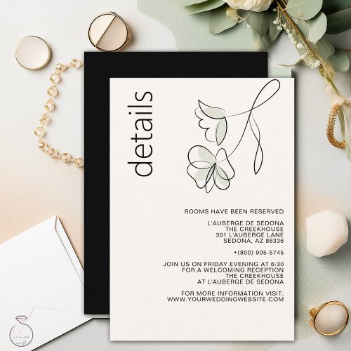 Minimalist Modern Floral Muted Sage and Buff   RSVP Card