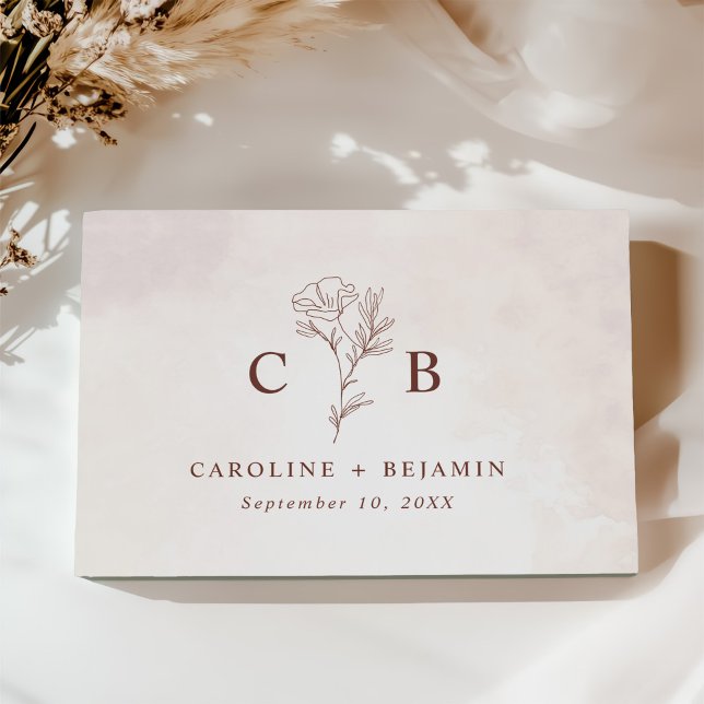 Minimalist Modern Floral Sketch Elegant Wedding Guest Book (Creator Uploaded)