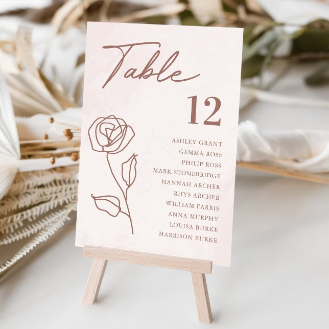 Minimalist Modern Floral Sketch Elegant Wedding  Table Number (Creator Uploaded)