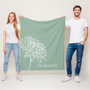 Minimalist Modern Floral Sketch Home  Fleece Blanket