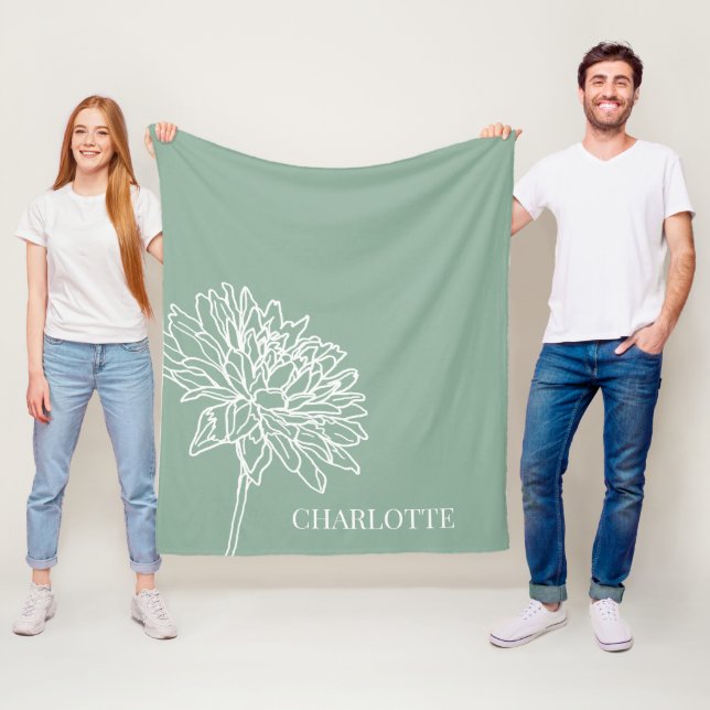 Minimalist Modern Floral Sketch Home  Fleece Blanket (In Situ)