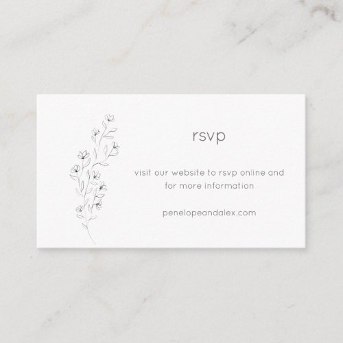 Minimalist Modern Floral Sketch Wedding RSVP  Enclosure Card