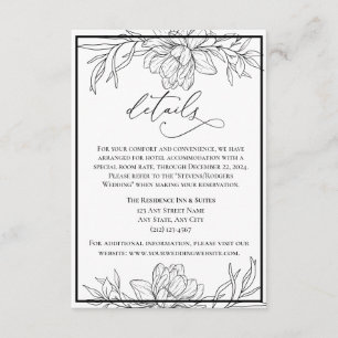 Minimalist Modern Floral Wedding Enclosure Card