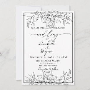 Minimalist Modern Floral Wedding Invitation