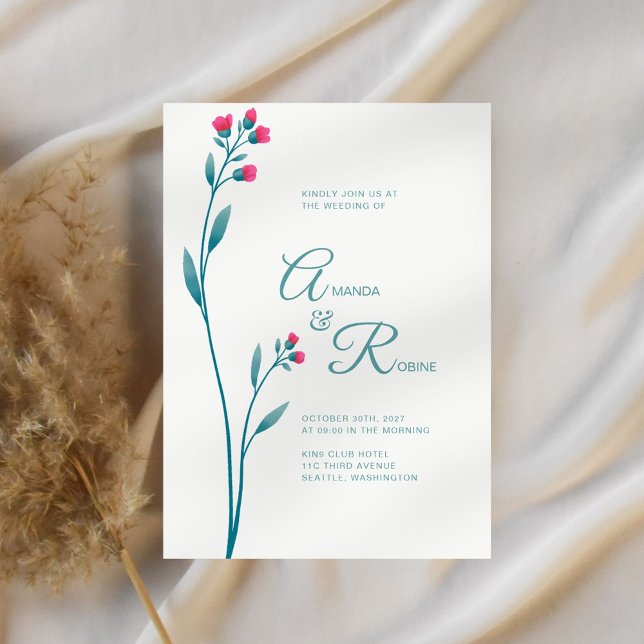 Minimalist Modern Floral Wedding Invitation (Creator Uploaded)
