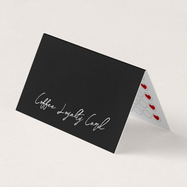 Minimalist Modern Folded Black Coffee Loyalty Card (Front)
