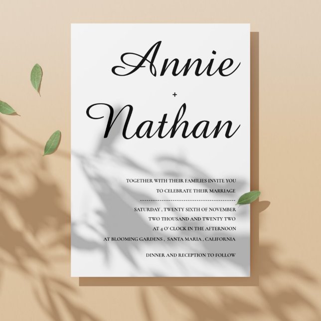 Minimalist Modern Font Black White Design Wedding Invitation (Minimalist Modern Font Black White Design Wedding Invitation)