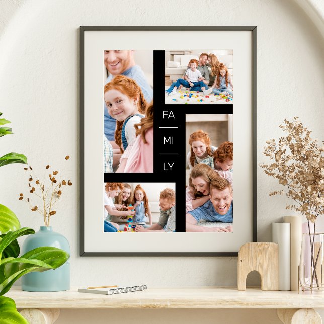 Minimalist Modern Four Photos Collage Family Poster (Creator Uploaded)
