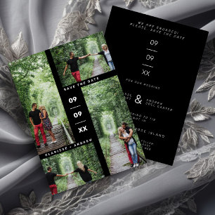 Minimalist Modern Four Photos Collage Wedding Foil Invitation