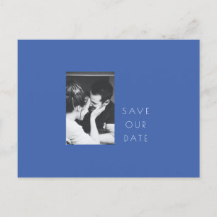 Minimalist Modern French Blue Photo Save the Date Postcard