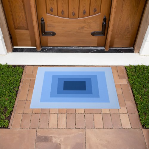 Minimalist Modern Geometric Blue Color Palette Doormat