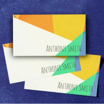 Minimalist Modern Geometric Colorful Custom Business Card by annpowellart at Zazzle