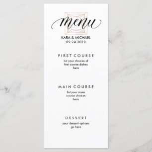 Minimalist Modern Geometric Diamond Wedding Menu