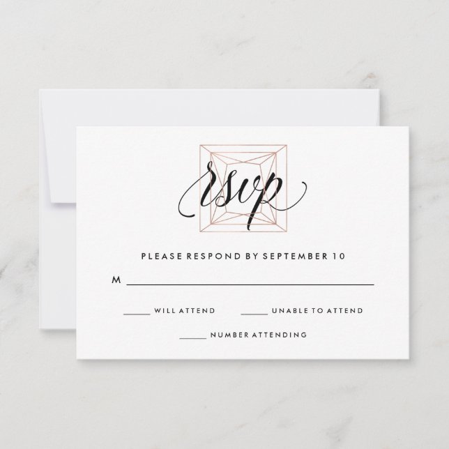 Minimalist Modern Geometric Diamond Wedding RSVP (Front)