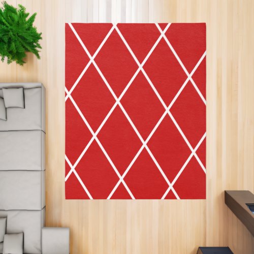 Minimalist Modern Geometric Mid Century Red Rug