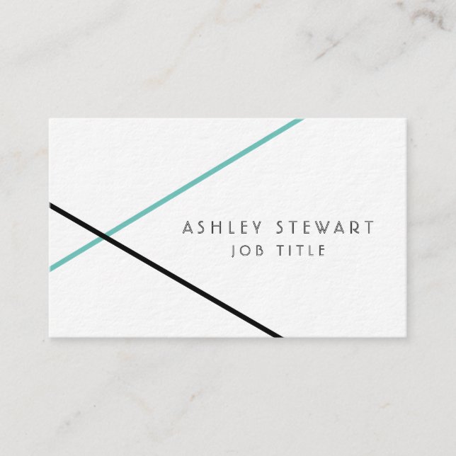 Minimalist Modern Geometric Teal Business Card (Front)