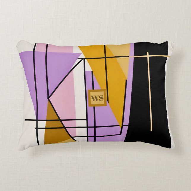 Minimalist modern geometric triangle monogram accent pillow (Front)