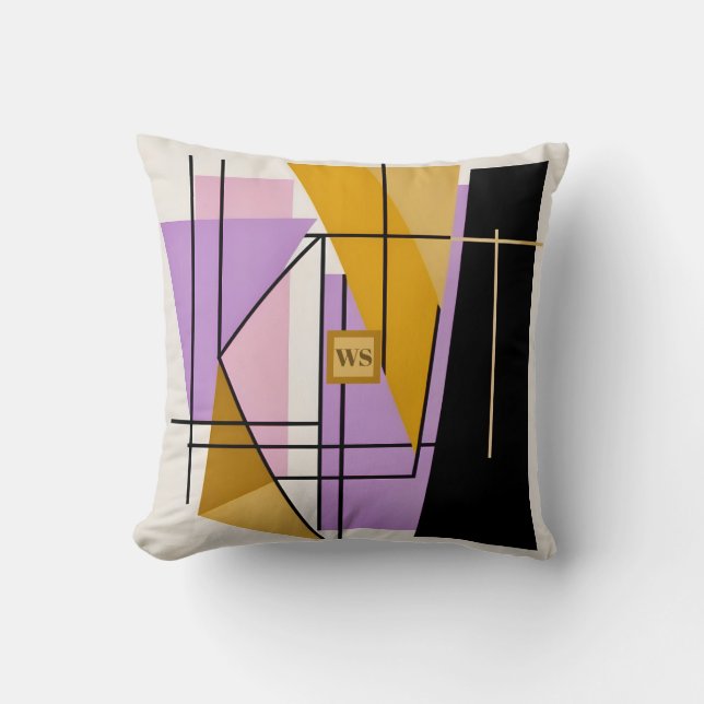 Minimalist modern geometric triangle monogram throw pillow (Front)