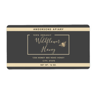Minimalist Modern gold honey bee honey jar Classi Label