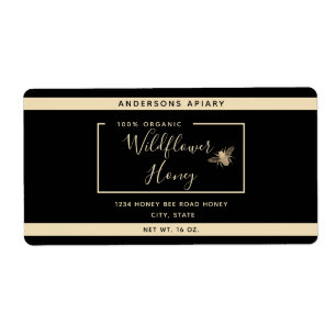 Minimalist Modern gold honey bee honey jar Classi Label