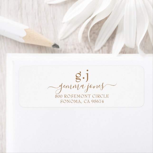 Minimalist Modern Gold Monogram Script Name Label (Insitu)