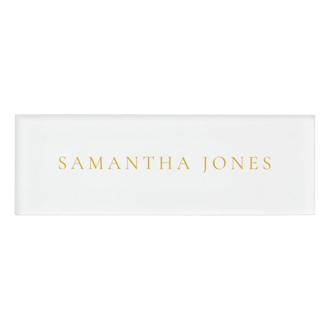 Minimalist Modern Gold Name Tag (Front)