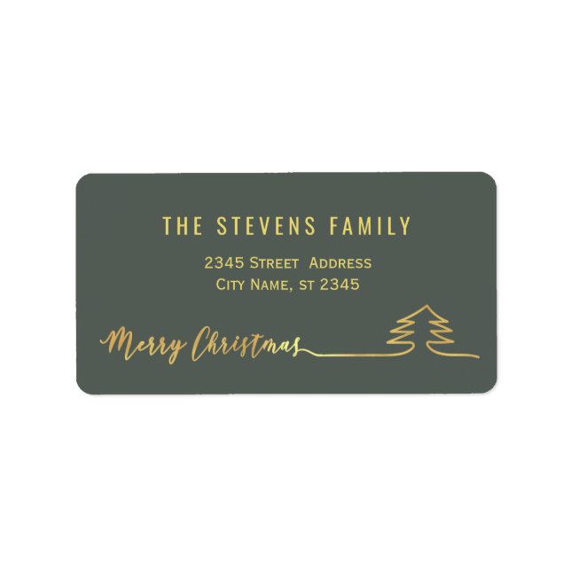 Minimalist modern gold script Merry Christmas Label (Front)