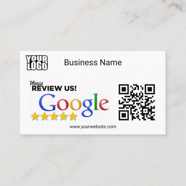 Minimalist Modern Google Review Card With QR Code (Front)