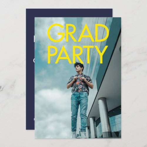 Minimalist Modern Grad Party Typography Bold Cool Invitation