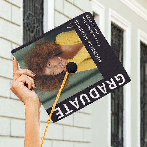 Minimalist Modern GRADUATE Photo Graduation Cap Topper