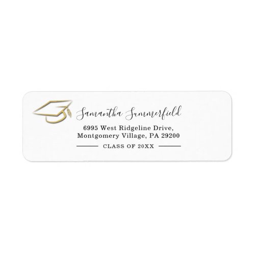 Minimalist Modern Graduation Cap Return Address Label