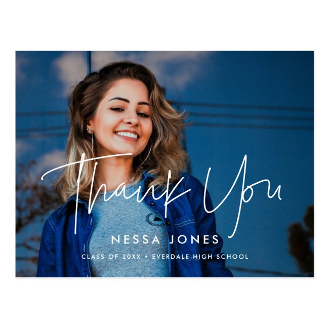 Minimalist modern graduation Thank you photo Postcard