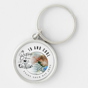 Minimalist Modern Grandson Birthday Gifts Keychain