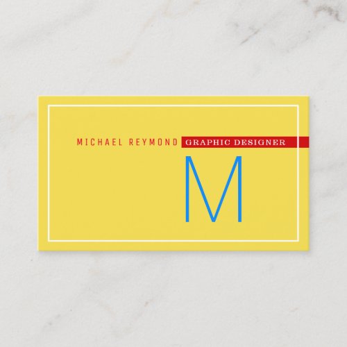 Minimalist  modern graphic designer yellow business card