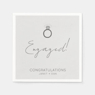 Minimalist Modern Gray Engagement Party Napkins