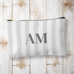 Minimalist Modern Gray Initial Monogram Accessory Pouch<br><div class="desc">Create your own personalized cosmetic and makeup bag with modern minimalist initials and script calligraphy monogram name.</div>