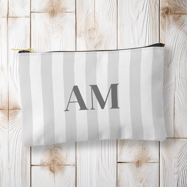 Minimalist Modern Gray Initial Monogram Accessory Pouch (Creator Uploaded)