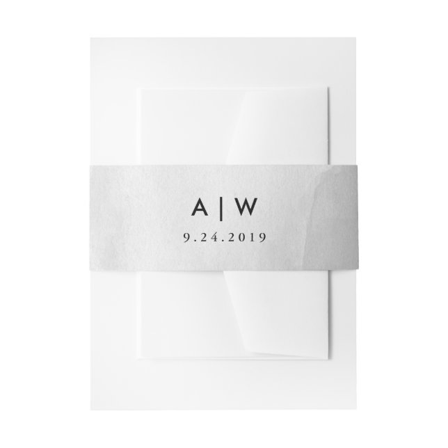 Minimalist Modern Gray Watercolor Invitation Belly Band (Front Example)