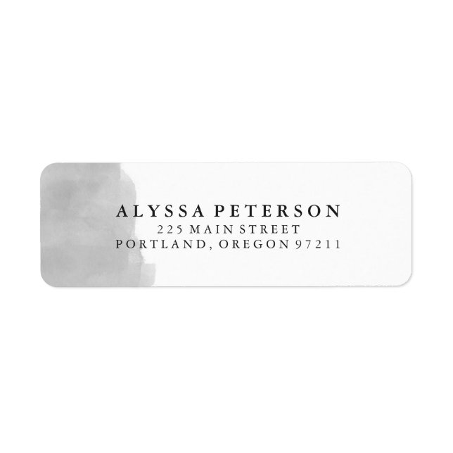 Minimalist Modern Gray Watercolor Splash Label (Front)